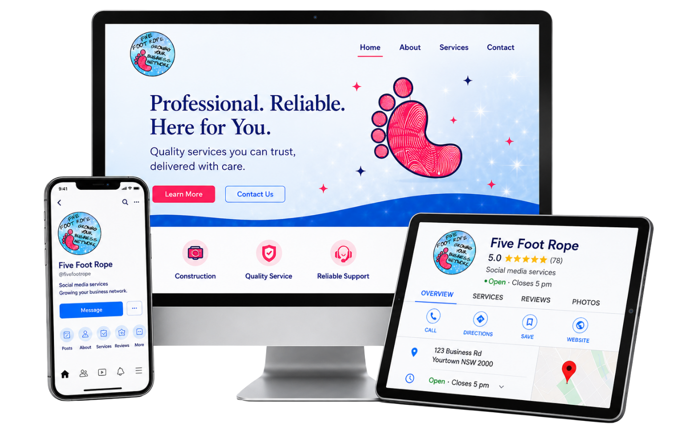 Website, phone and Google Business Profile examples