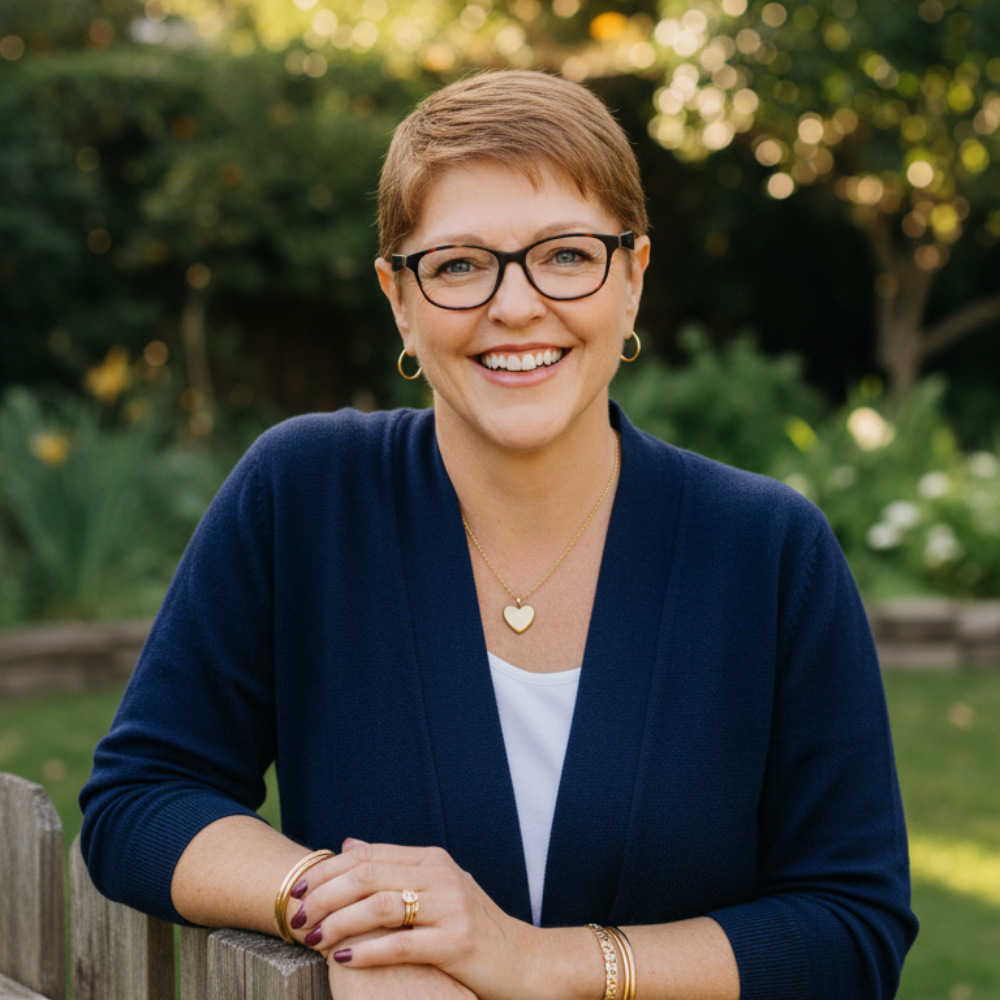 Suzi Manley smiling in a garden